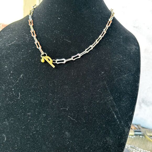 Silver and Gold “Gothica” Toggle Clasp Necklace - Picture 2 of 8